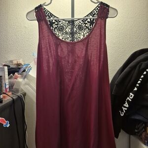 Hot Topic Red and Black Backless Embellished Tank Top